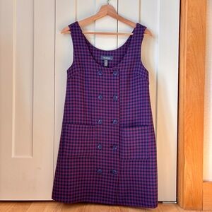 NWOT Modcloth Size XS Purple/Blue Houndstooth 70s Style Mini Dress